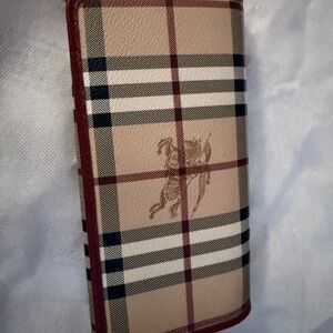 Burberry Beige and Red Checkered Wallet